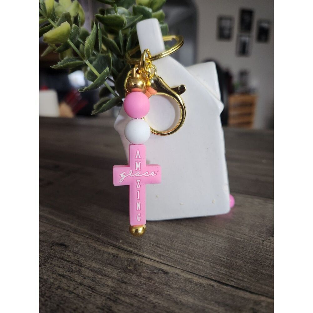 “Amazing Grace” Christian Silicone Beaded Keychain